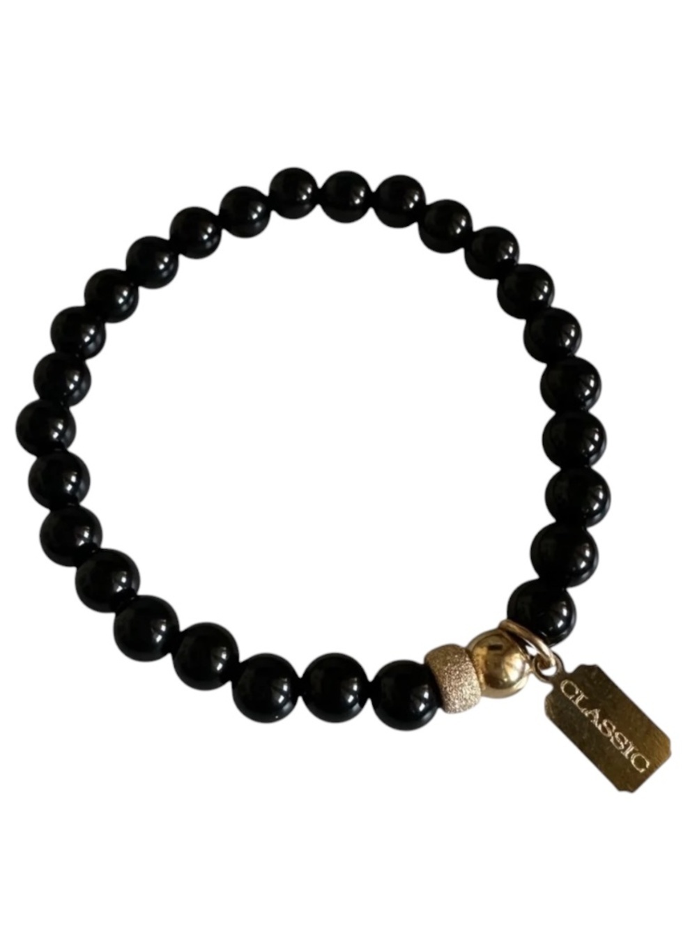 Classic Black Onyx 14K Gold Filled Beaded Stretch Bracelet